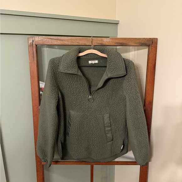 Madewell Tops - Madewell Green 1/4 Zip Sherpa Pullover | Size S